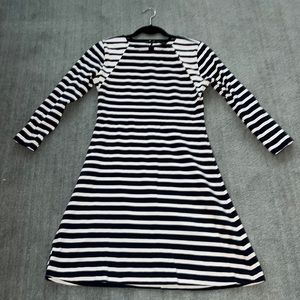 J Crew Navy and White Striped Cotton Dress